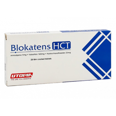 BLOKATENS HCT 5 / 160 / 25 MG ( AMLODIPINE / VALSARTAN / HYDROCHLOROTHIAZIDE ) 28 FILM-COATED TABLETS